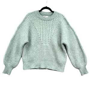 Sonoma Sweater Lg Cable knit Soft Cozy Sage Green Casual Warm Cabin Cottagecore